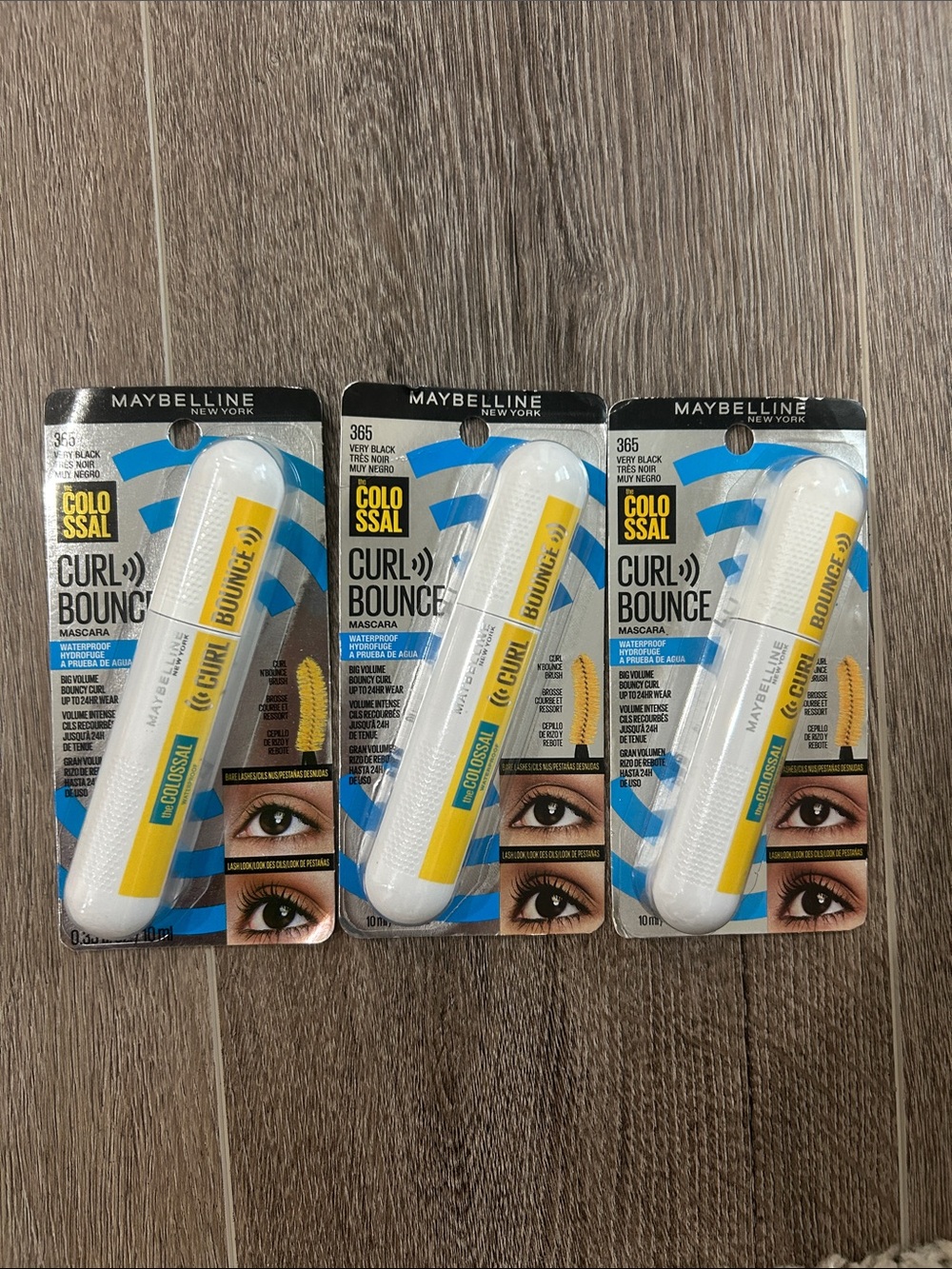 3X Maybelline Colossal Curl Bounce Waterproof Mascara #365 Very Black